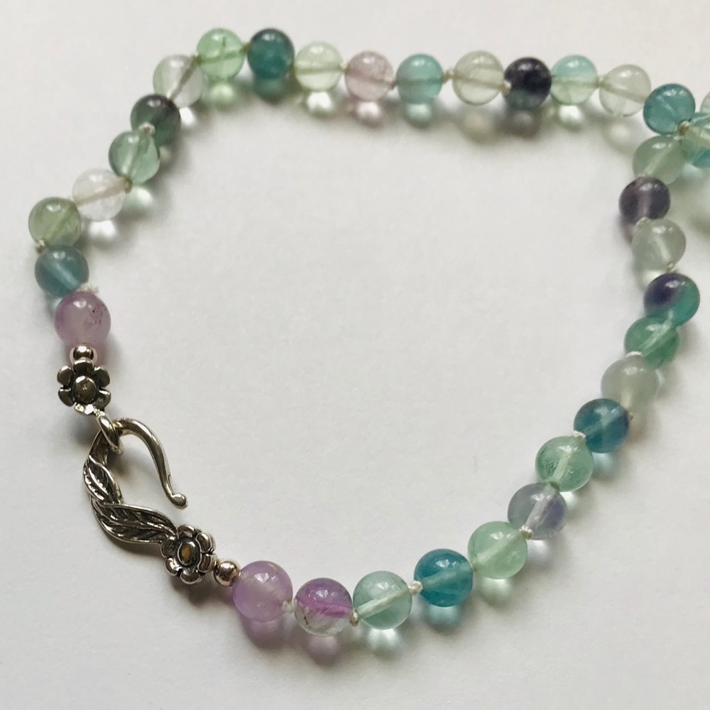 fluorite  beads and silver necklace